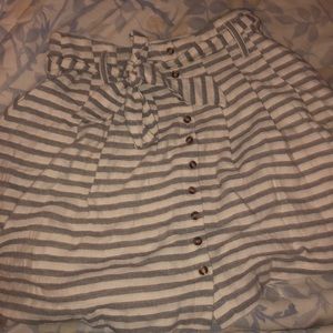 Cream and charcoal striped skirt
